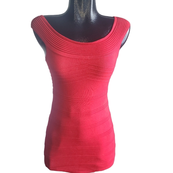 Forever 21 Red Off Shoulder Bodycon Dress S - Picture 1 of 6